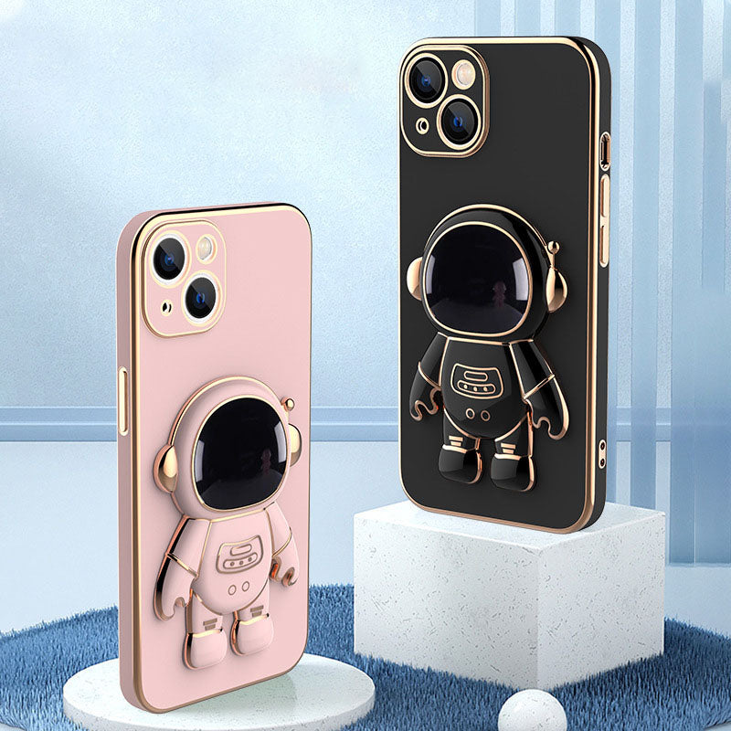 For iPhone13 Mobile Phone Shell New Electroplating 6D Astronaut Bracket Apple 12 Astronaut Anti-Fall Protective Cover